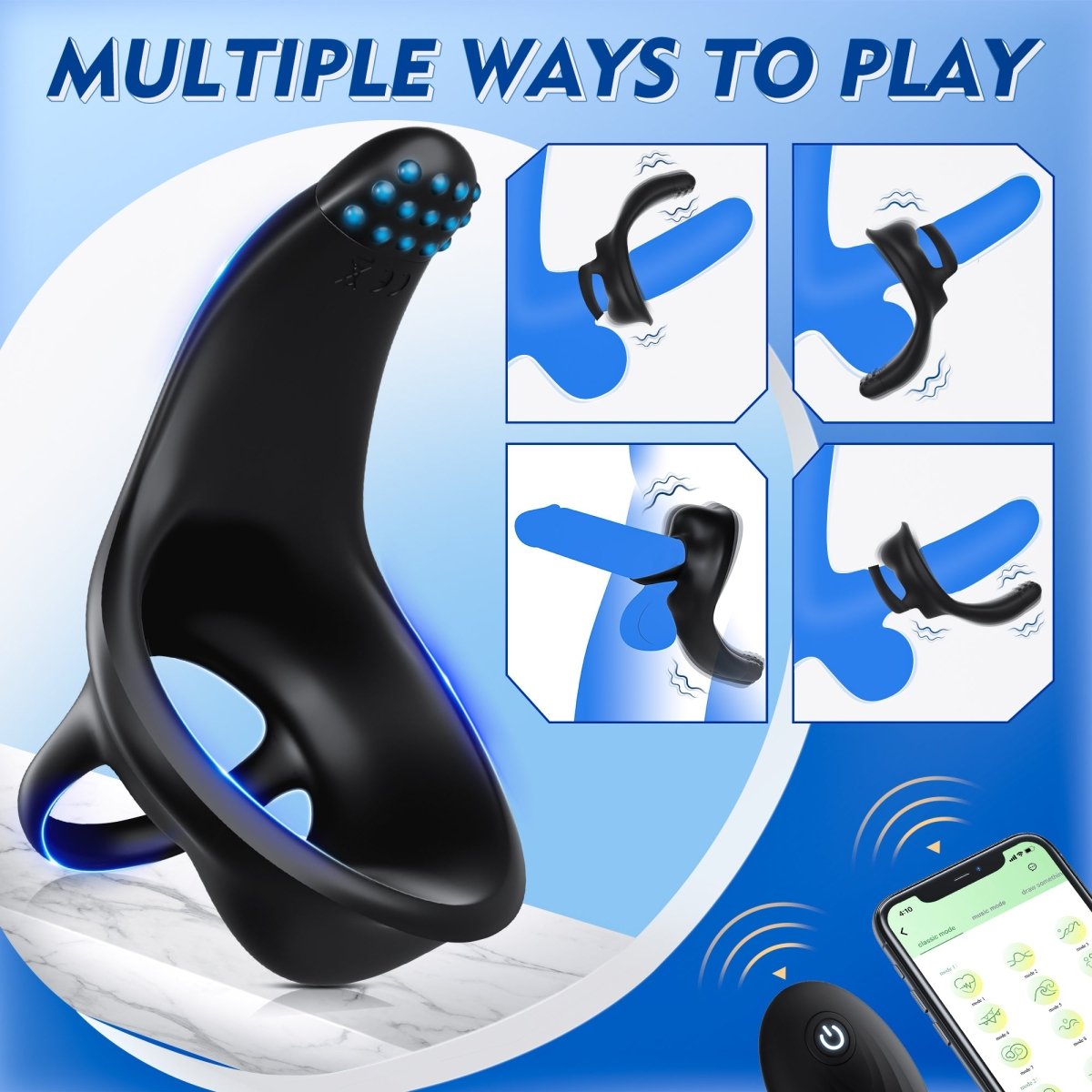 App-Controlled Multi-Stimulation Penis Ring and Prostate Massager