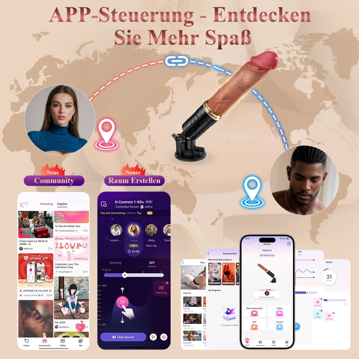 ASPRO App-Controlled Realistic Thrusting Dildo with Suction Cup