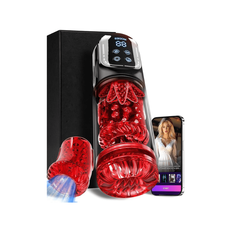 Suction, thrusting, and rotating male masturbator