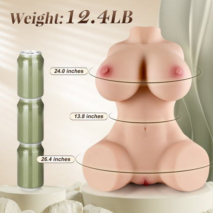 12.4lb Half Body TPE Torso Sex Doll with Dual Channels