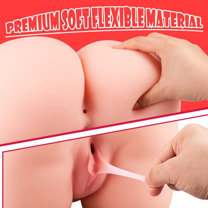 16.5LB Realistic TPE Butt Masturbator with Dual Channels