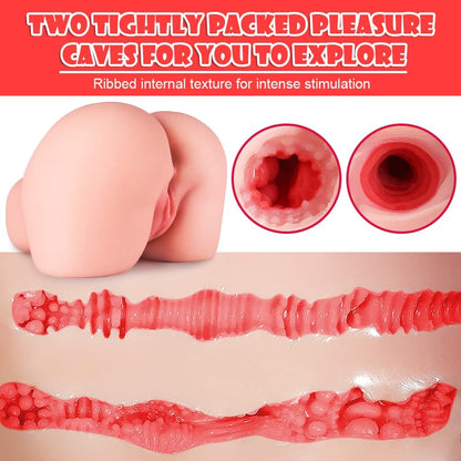 16.5LB Realistic TPE Butt Masturbator with Dual Channels