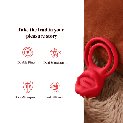 Tongue-Licking Double Penis Ring