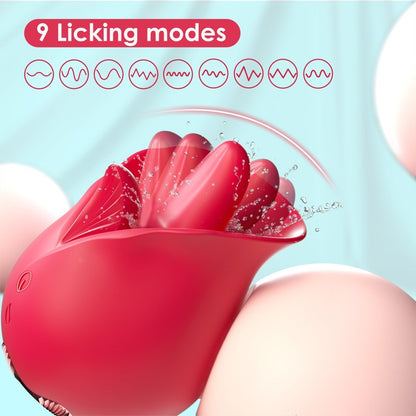 2 in 1 Vibrating and Licking Rose Clit Vibrator