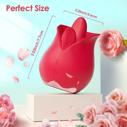 2 in 1 Vibrating and Licking Rose Clit Vibrator