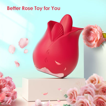 2 in 1 Vibrating and Licking Rose Clit Vibrator
