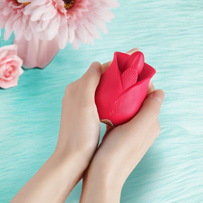 2 in 1 Vibrating and Licking Rose Clit Vibrator
