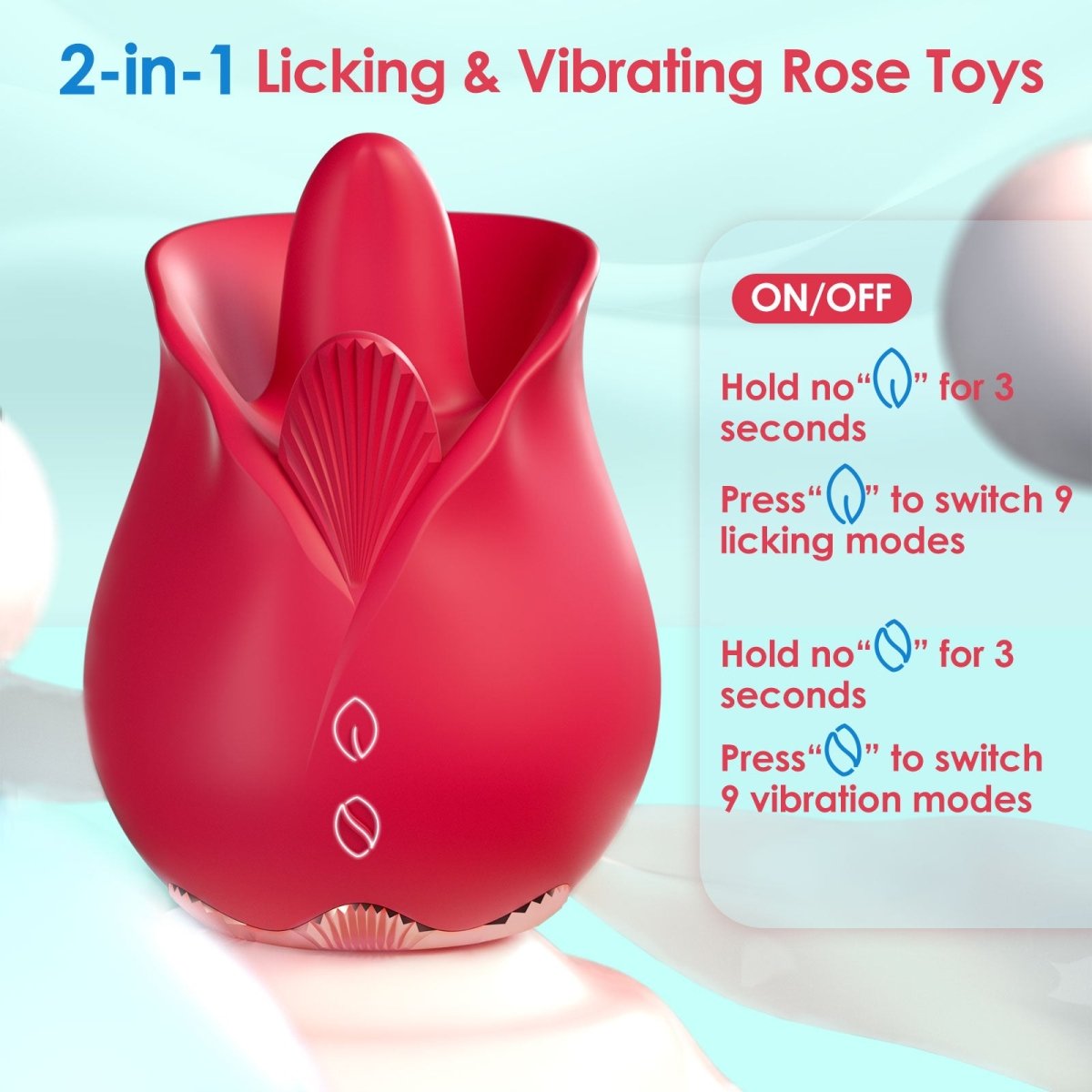 2 in 1 Vibrating and Licking Rose Clit Vibrator