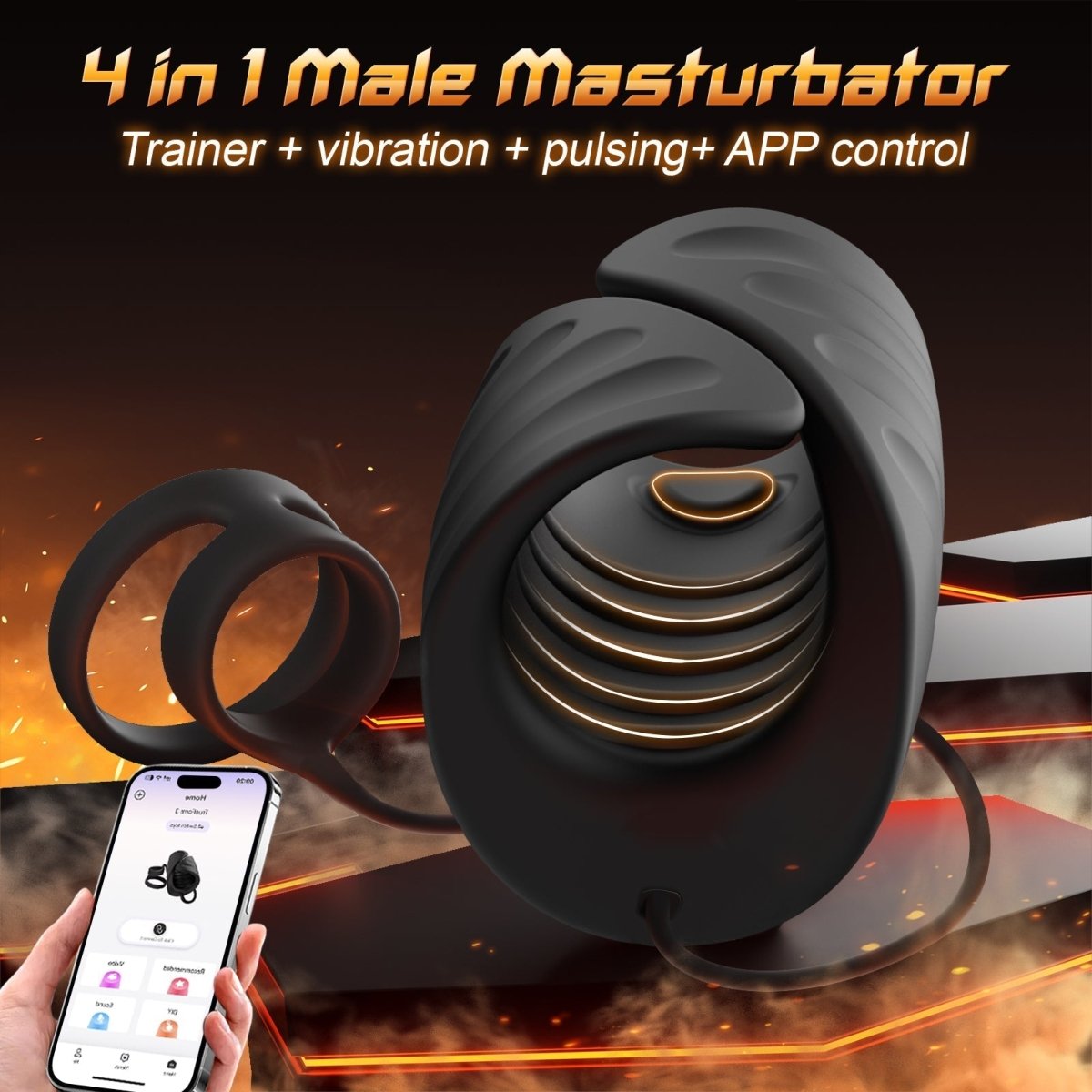 4-in-1 App-Controlled Penis Trainer with Cock Ring