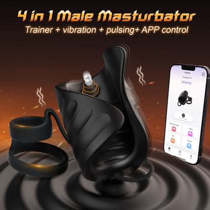 4-in-1 App-Controlled Penis Trainer with Cock Ring