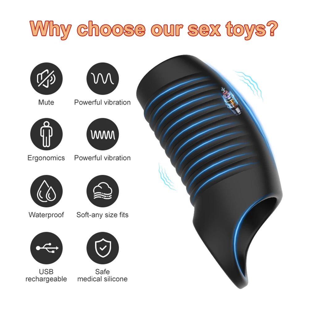 2-in-1 APP Penis Sleeve & Cock Ring – Vibrating Delay Extender for Men