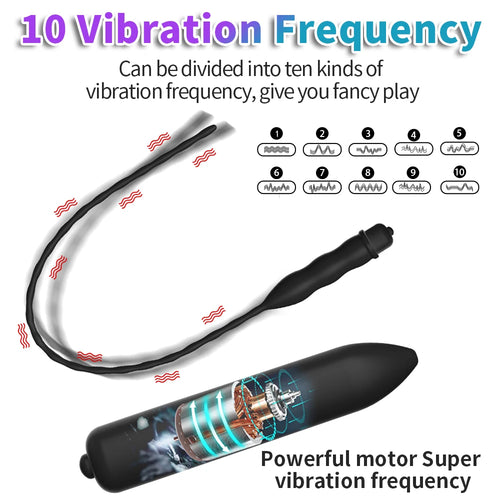 10-Frequency Urethral Vibrator – Penis Plug & Catheter Stimulator for Men
