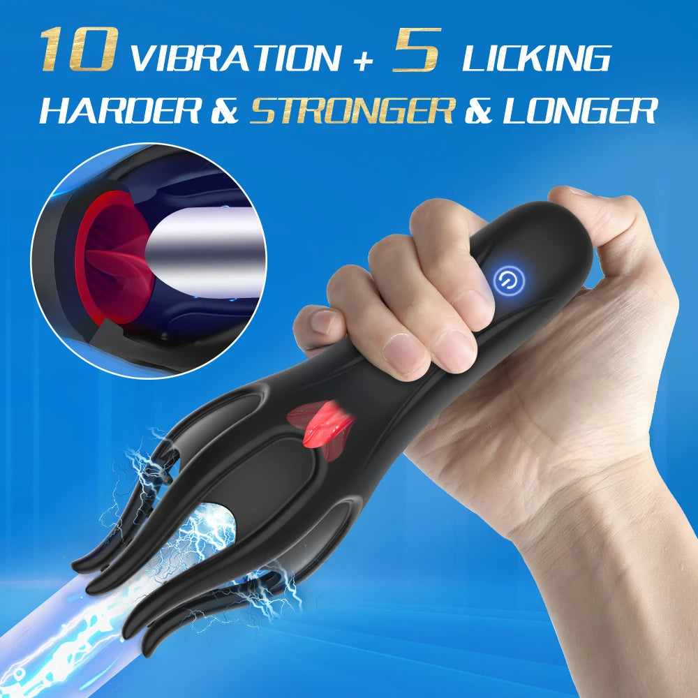 10-Mode Glans Vibrator – Delay Trainer & Oral Climax Masturbator for Men