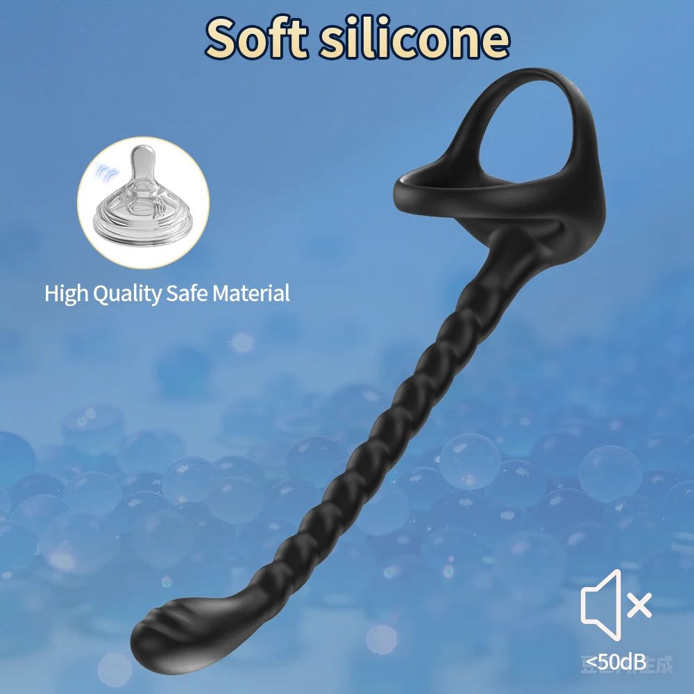 APP-Controlled Cock Ring – 10-Mode Prostate & Anal Butt Plug Vibrator (18+)