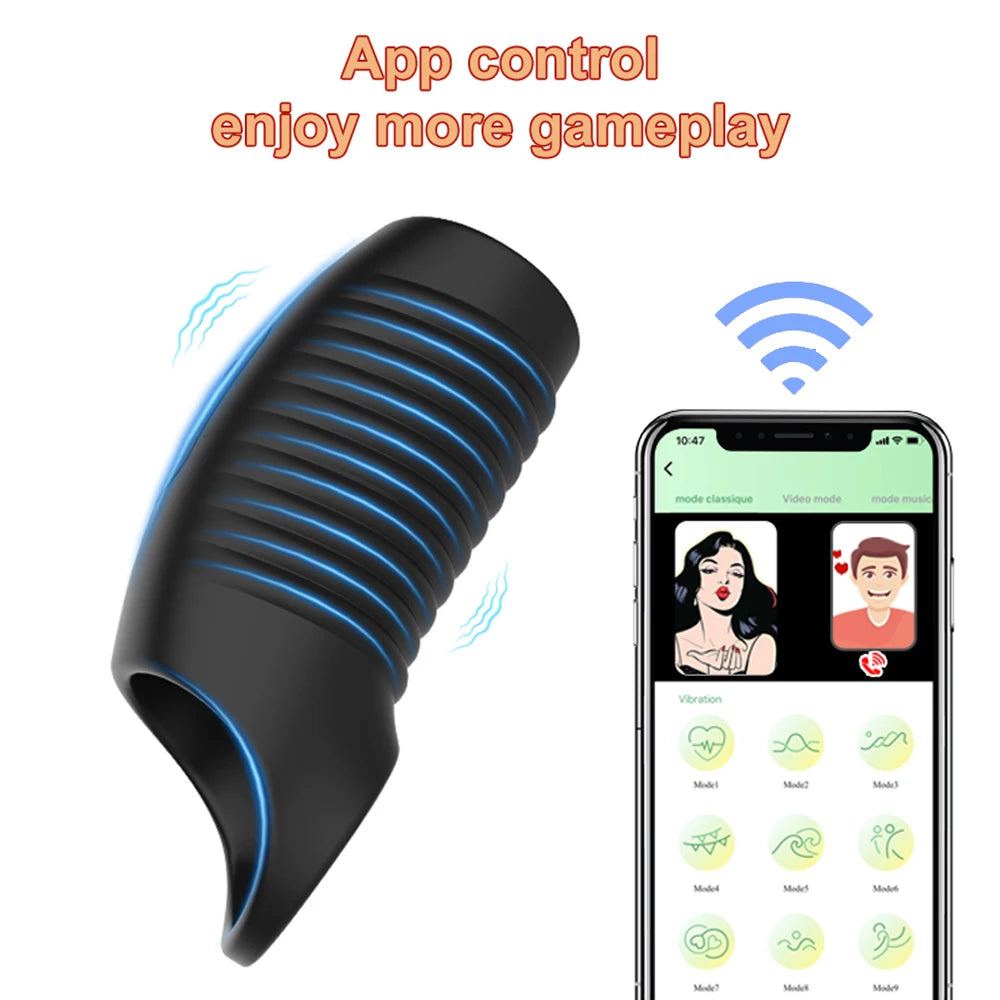 2-in-1 APP Penis Sleeve & Cock Ring – Vibrating Delay Extender for Men