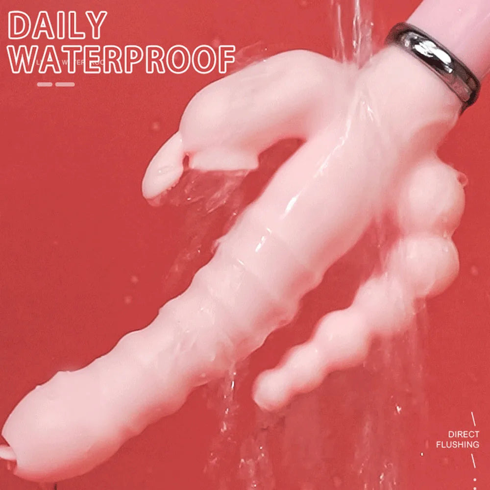 3-in-1 Rabbit Dildo Vibrator – USB Rechargeable Anal & Clit Toy for Couples