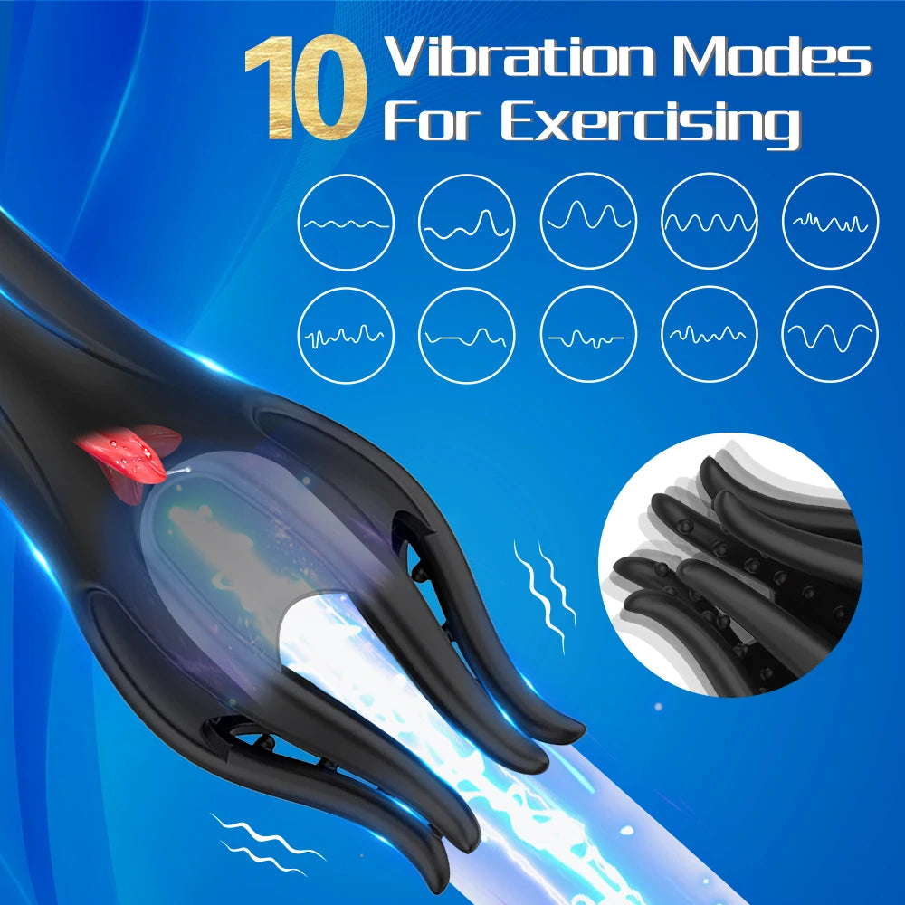 10-Mode Glans Vibrator – Delay Trainer & Oral Climax Masturbator for Men
