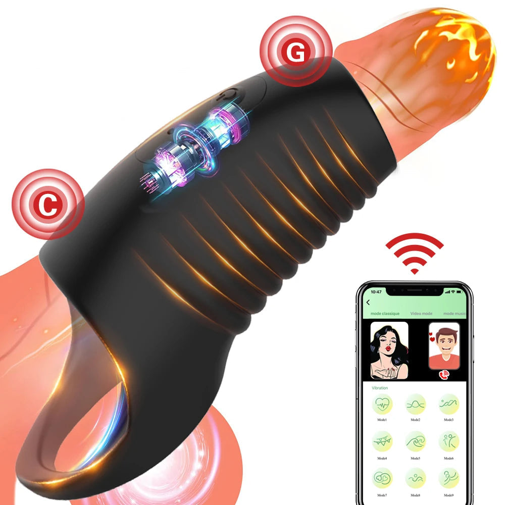 APP Remote Penis Sleeve Vibrator – G-Spot Delay Ejaculation Ring for Men