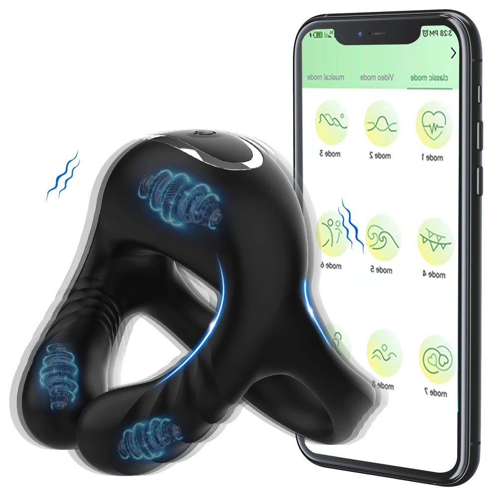 APP-Controlled Cock Ring Vibrator – Delay Ejaculation Dick Sleeve for Couples