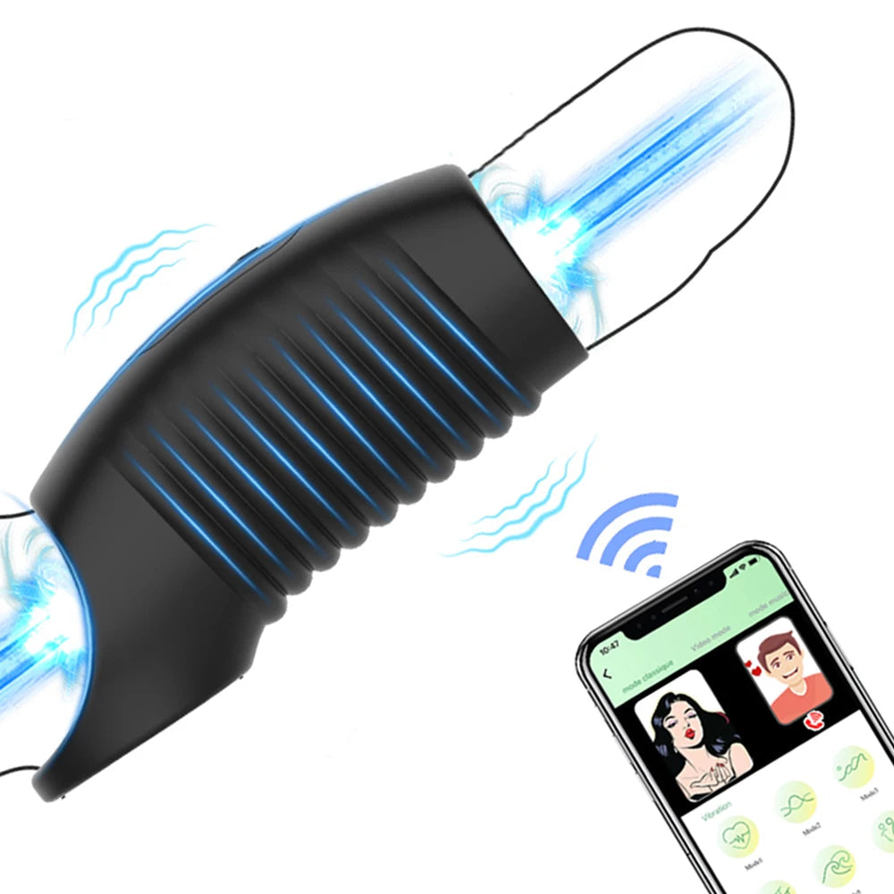 2-in-1 APP Penis Sleeve & Cock Ring – Vibrating Delay Extender for Men