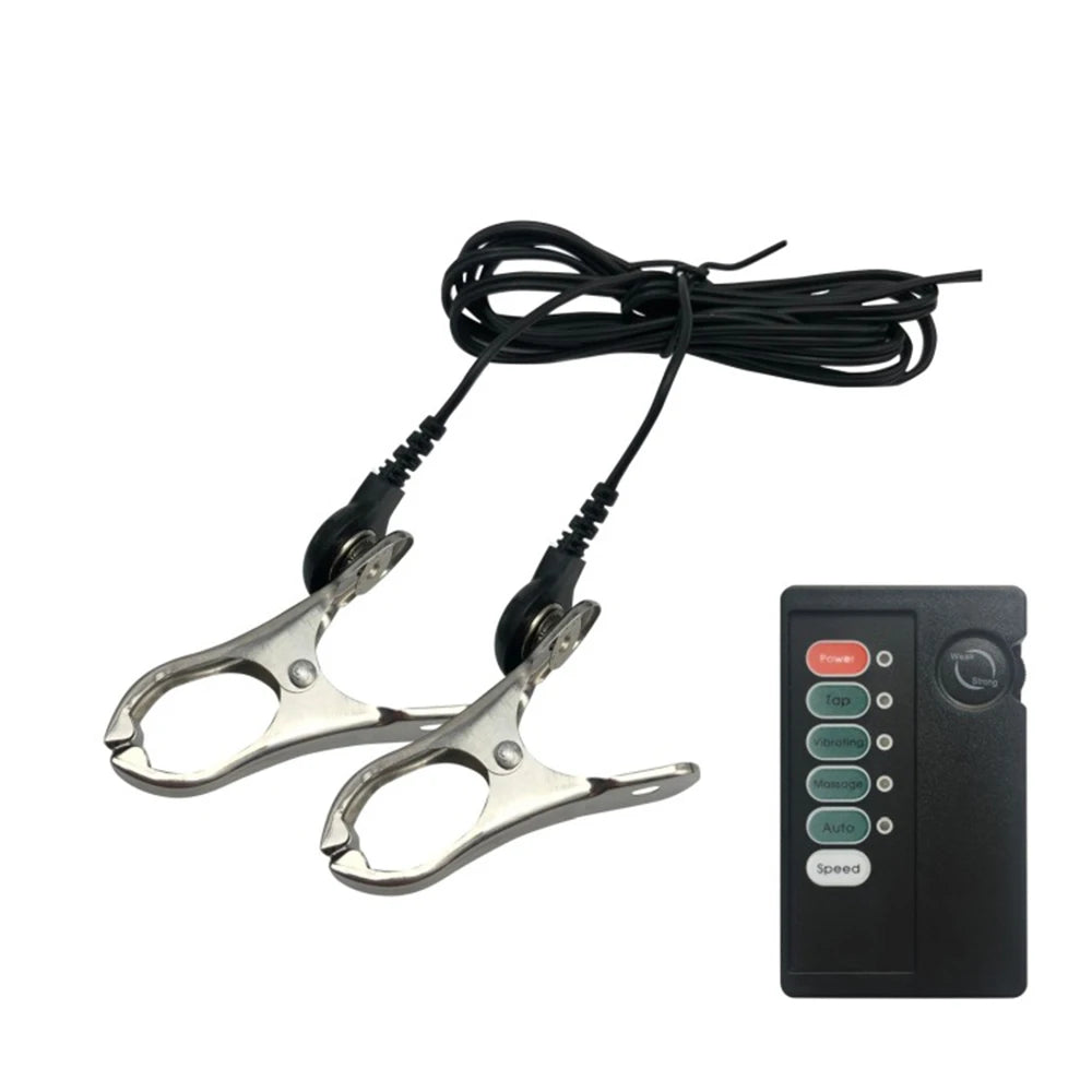 Electric Shock Nipple Clamps – BDSM Bondage Clitoris Clamp for Women (18+)