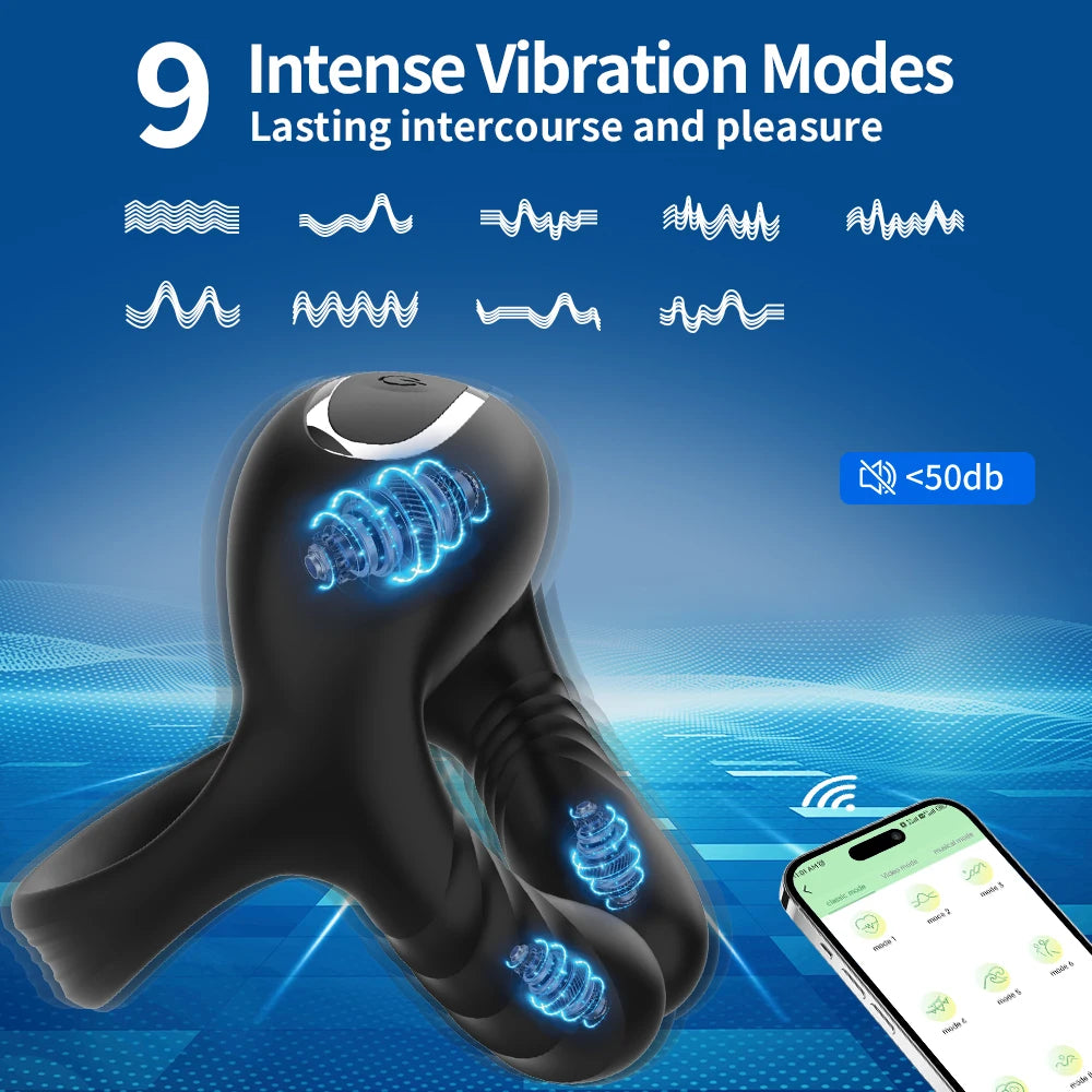 APP-Controlled Cock Ring Vibrator – Delay Ejaculation Dick Sleeve for Couples
