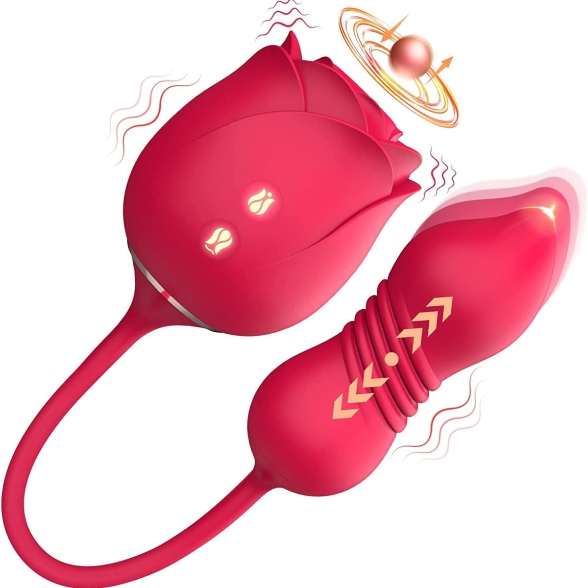 Thrusting Dildo with Rose Suction Vibrator