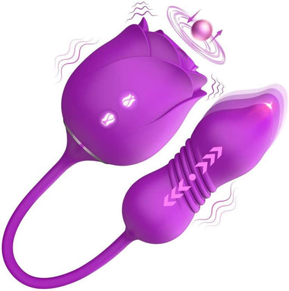 Thrusting Dildo with Rose Suction Vibrator