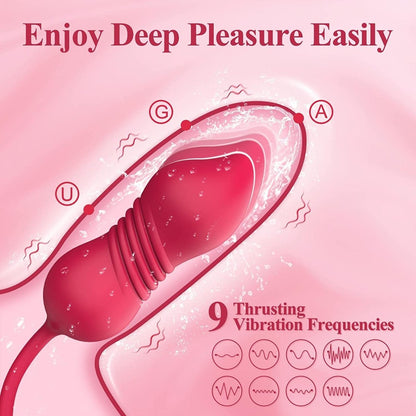 Thrusting Dildo with Rose Suction Vibrator