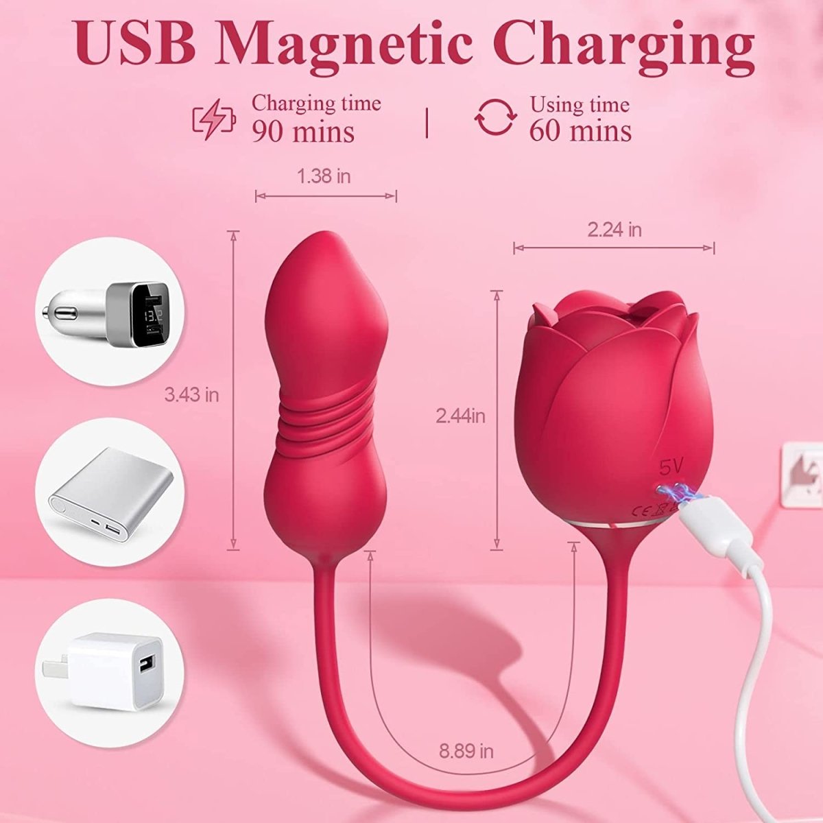 Thrusting Dildo with Rose Suction Vibrator