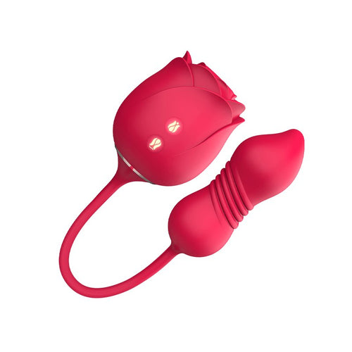 Thrusting Dildo with Rose Suction Vibrator