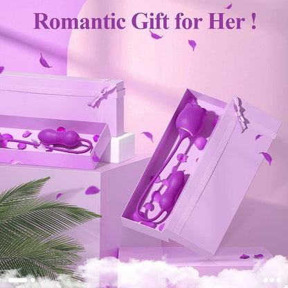 Thrusting Dildo with Rose Suction Vibrator