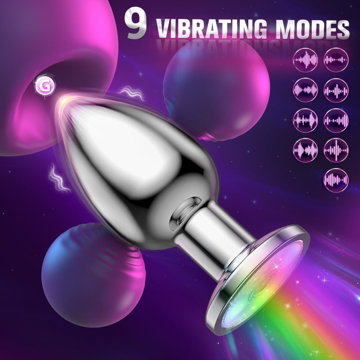 Vibrating Butt Plug with Flashing Base