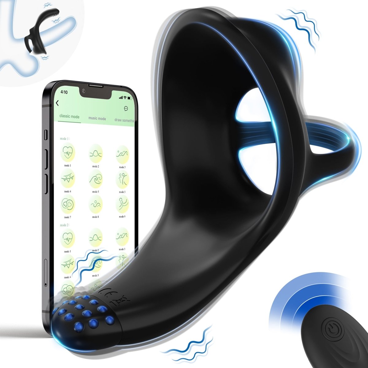 App-Controlled Multi-Stimulation Penis Ring and Prostate Massager