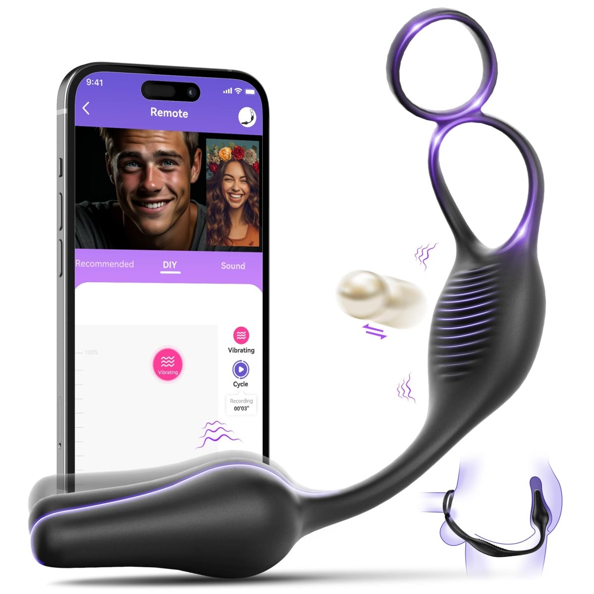 Prostate Massager with Double Ring