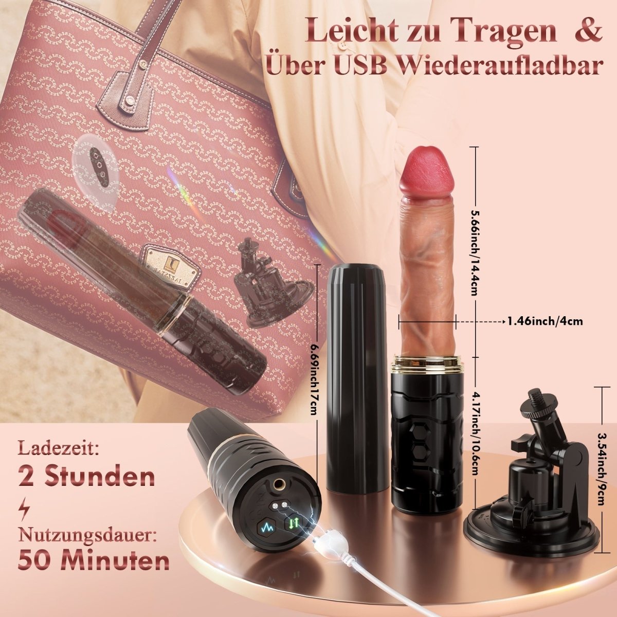ASPRO App-Controlled Realistic Thrusting Dildo with Suction Cup