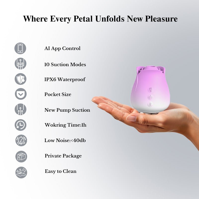 App-Controlled Rose Suction Vibrator