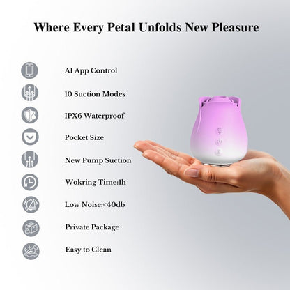 App-Controlled Rose Suction Vibrator