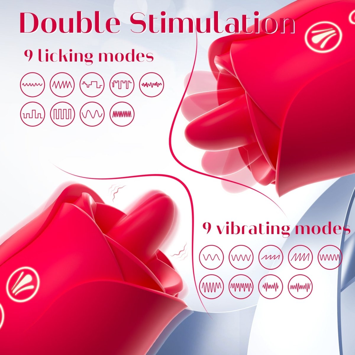 Female Tongue Licking and vibratiing Rose Clitorial Stimulator