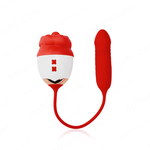 Thrusting Tongue-Licking Rose Vibrator