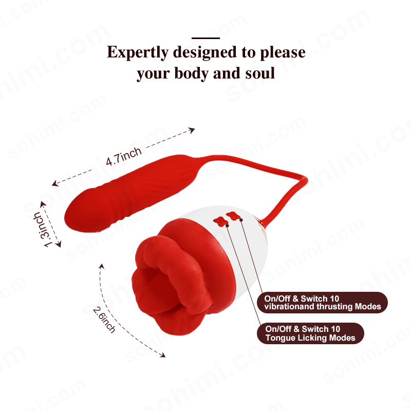 Thrusting Tongue-Licking Rose Vibrator
