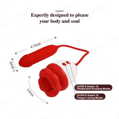 Thrusting Tongue-Licking Rose Vibrator