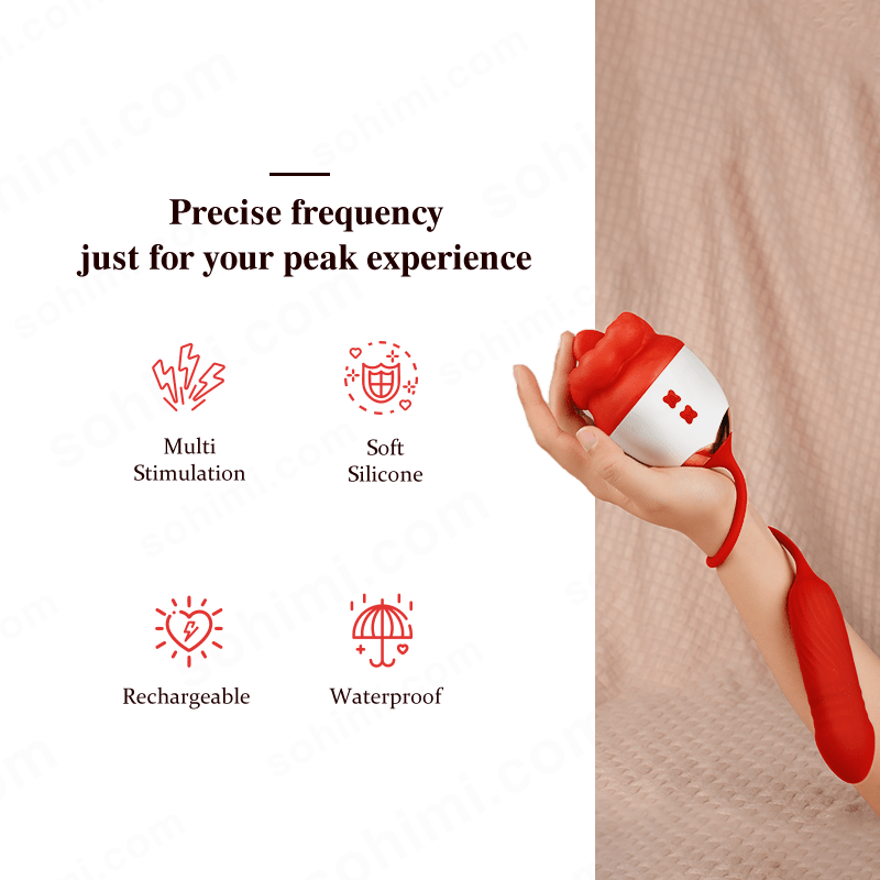 Thrusting Tongue-Licking Rose Vibrator