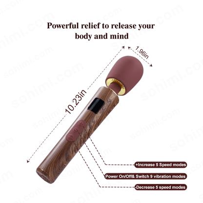 Wood-Textured Cordless Wand Massager