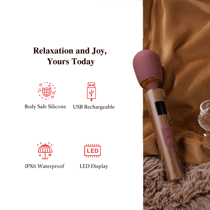 Wood-Textured Cordless Wand Massager
