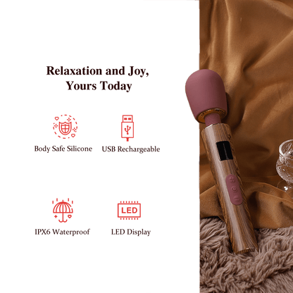 Wood-Textured Cordless Wand Massager