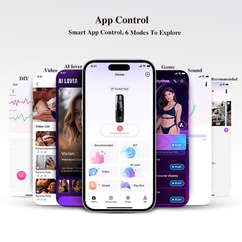 App-controlled thrusting and rotating male masturbator