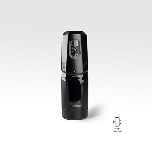 App-controlled thrusting and rotating male masturbator