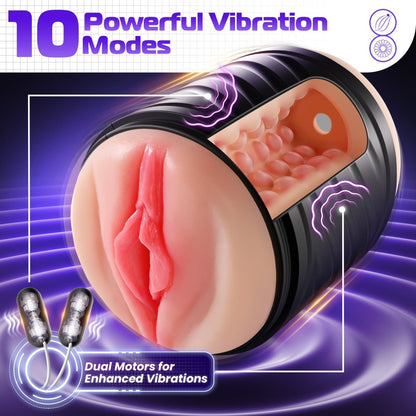 2-in-1 Vibrating Open-Ended Male Masturbator