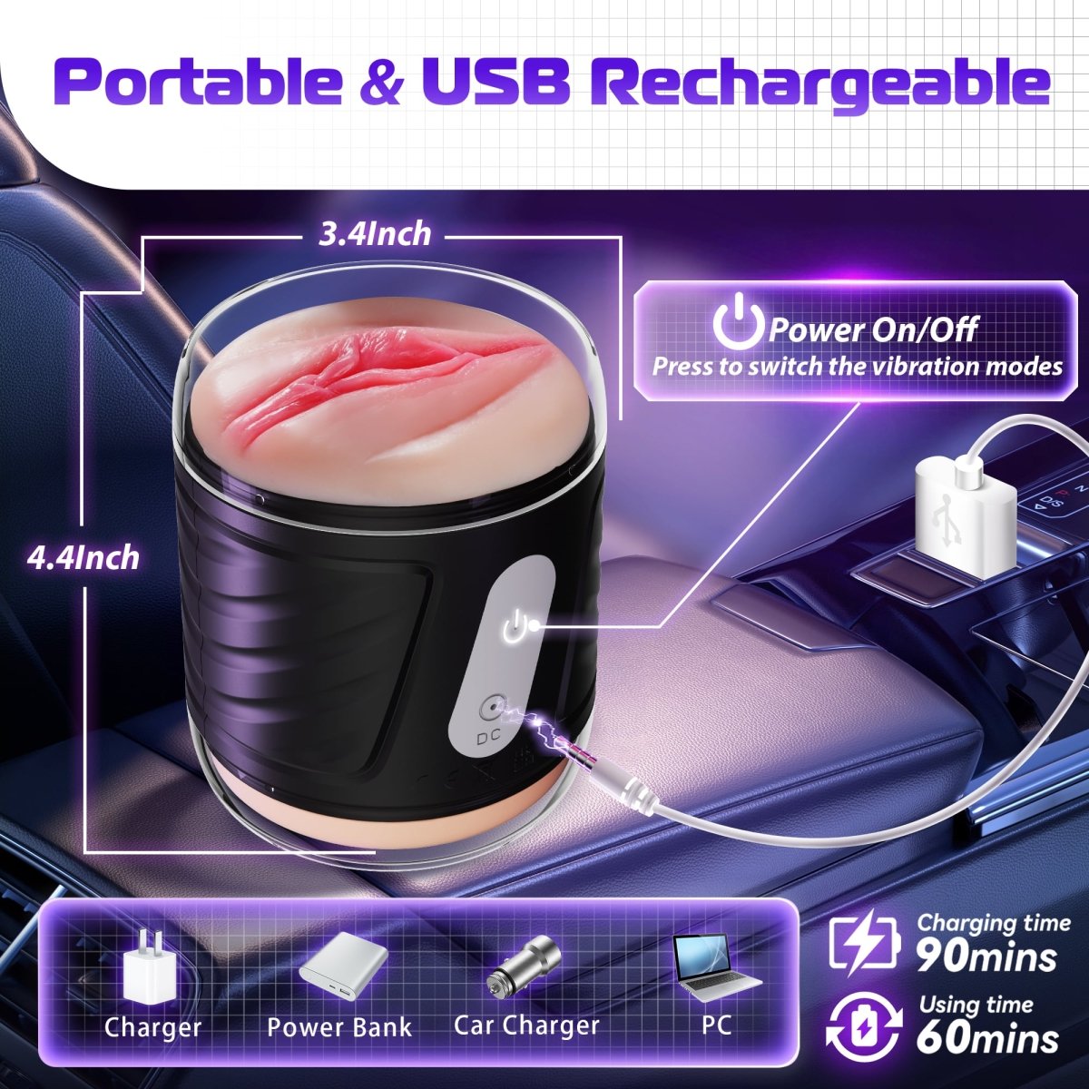 2-in-1 Vibrating Open-Ended Male Masturbator